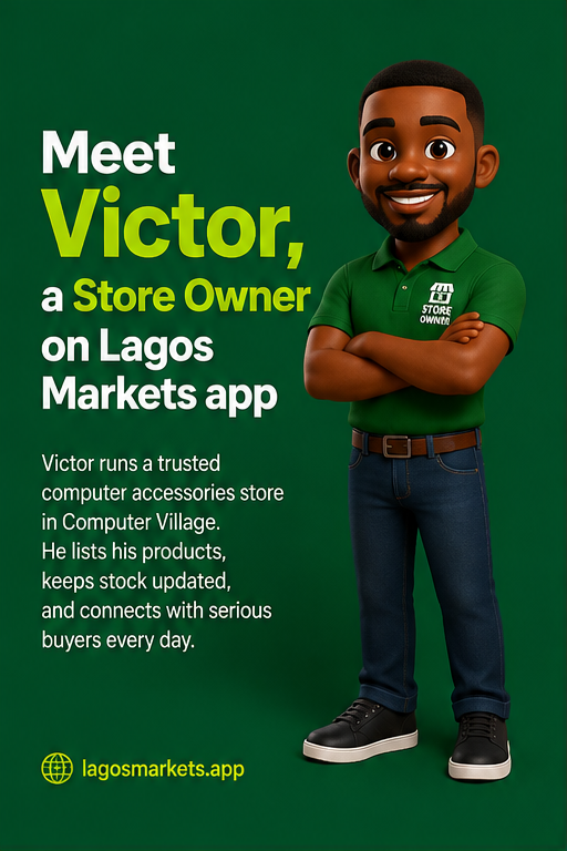 Victor, the store owner on Lagos Markets app